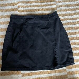 Black denim mini skirt